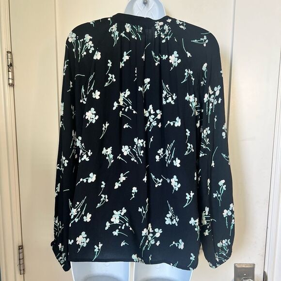 NWT J. Crew Black Floral Long-Sleeve Drapey Popover Women's Shirt Blouse size S - Picture 7 of 13